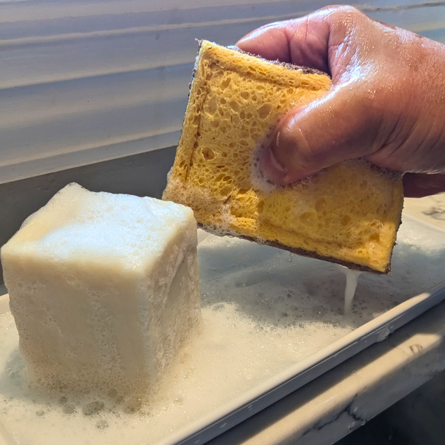tangie Dish soap bar with dish cloth